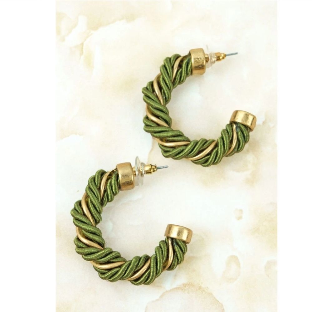 GREEN Tenley Twisted Cord Hoop Earrings - Picture 7 of 7